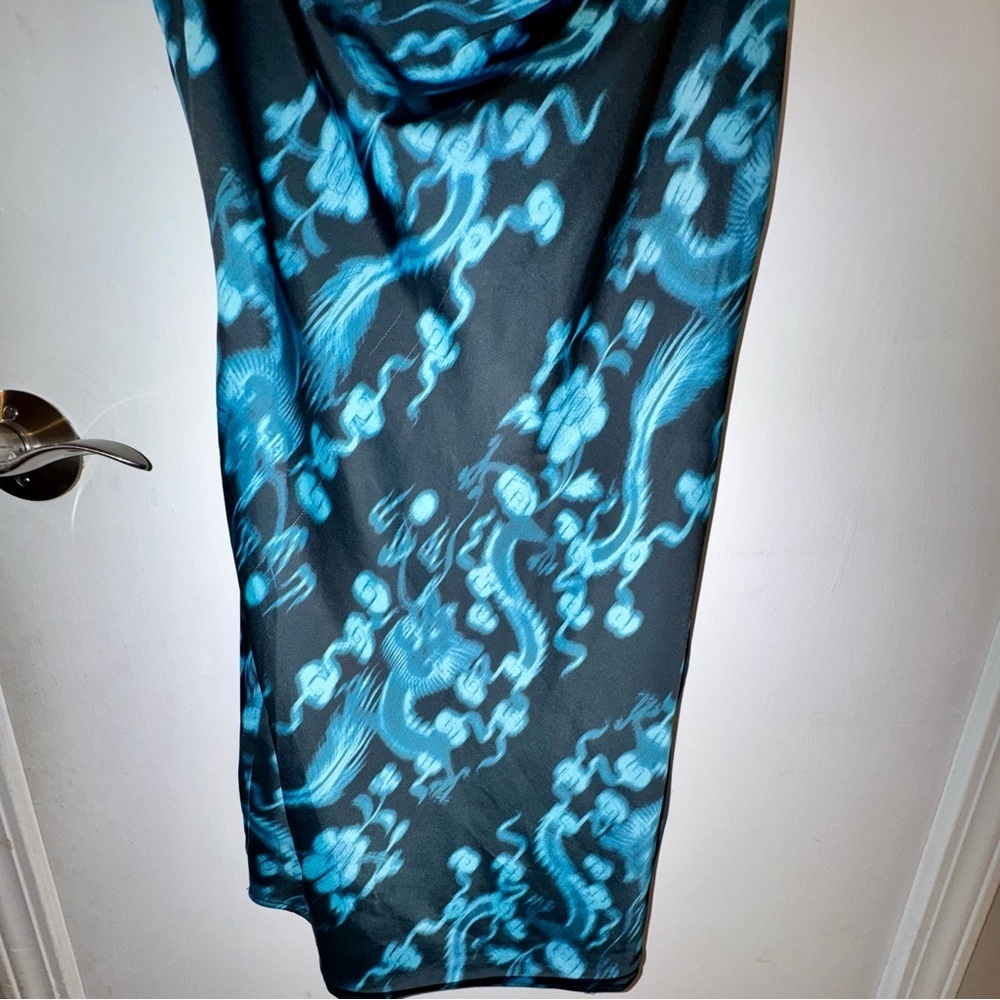 Urban Outfitters Mallory Teal and Black Cowl Neck Slip Dress - Picture 3 of 8